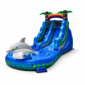 Dolphin Water Slide 15FT, event planning, party supplies, equipment rental, celebration, party rentals near me, professional setup